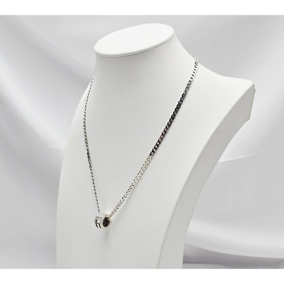 Gucci G Cut Out Round Circle Sterling Silver Charm Pendant Curb Chain Necklace - Picture 5 of 16